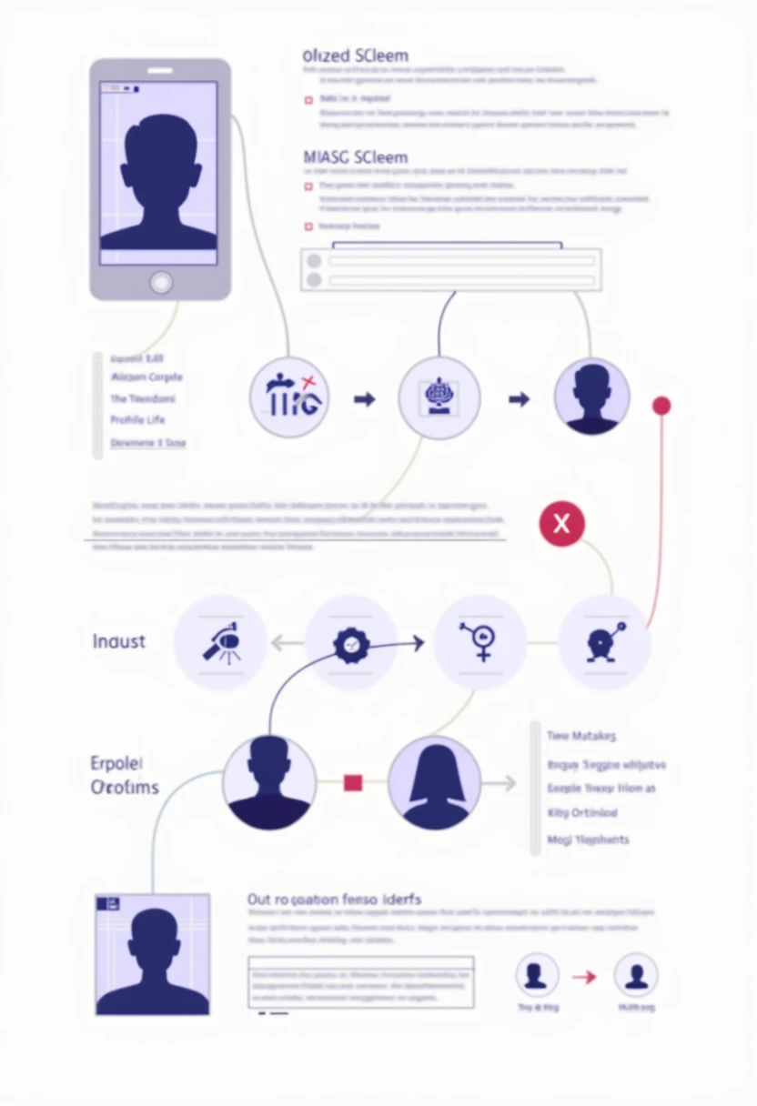 Infographic showing smartphone selfie transforming into professional headshot through AI tools with step-by-step process icons and LinkedIn profile optimization elements in purple and blue color scheme