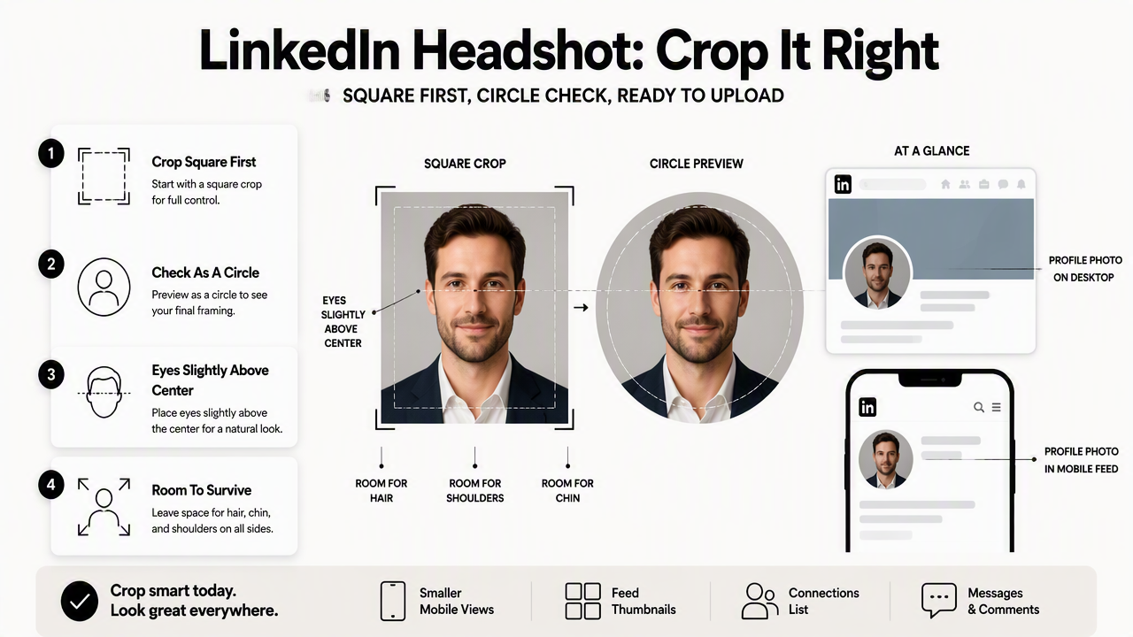 Illustration for How should a LinkedIn headshot be cropped?