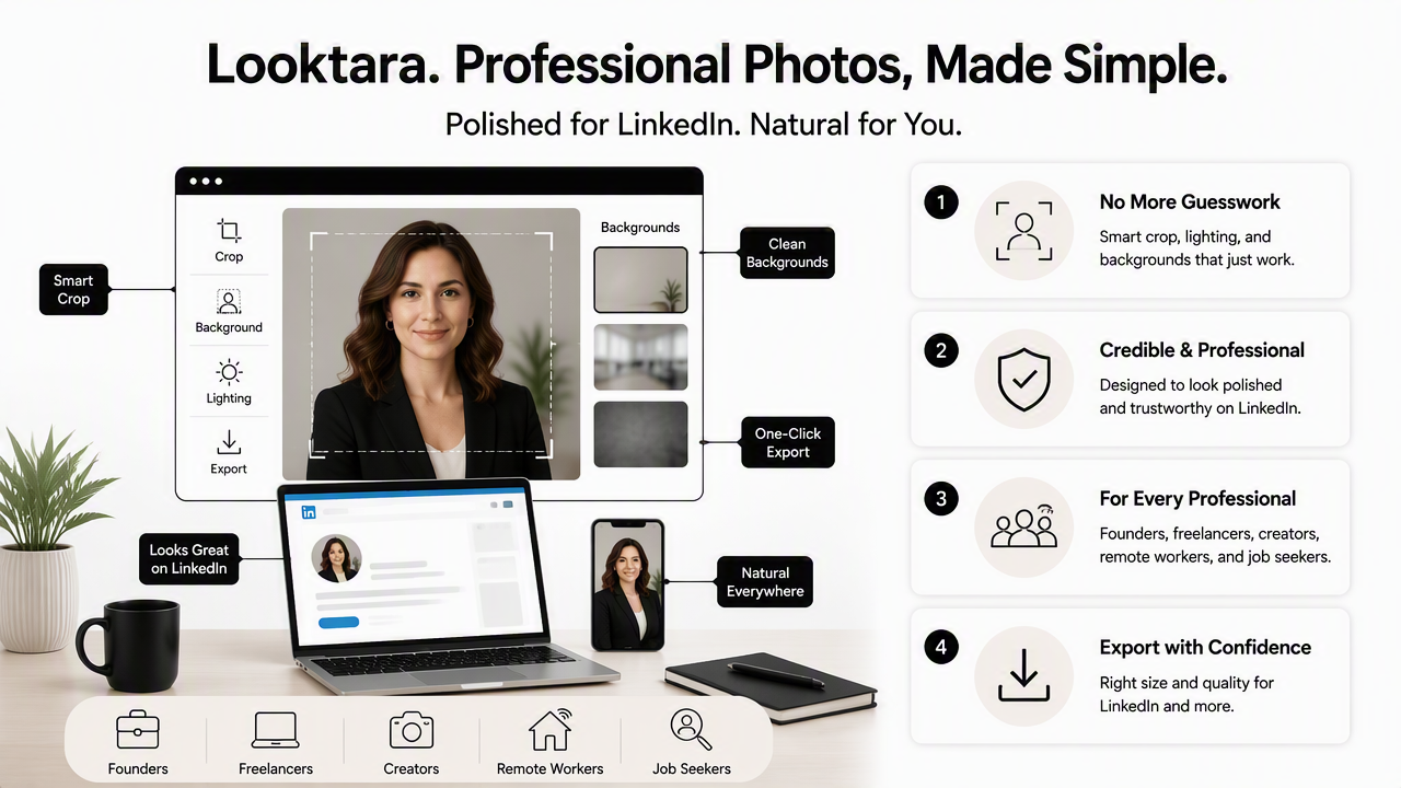 Illustration for How Looktara handles profile-ready headshots