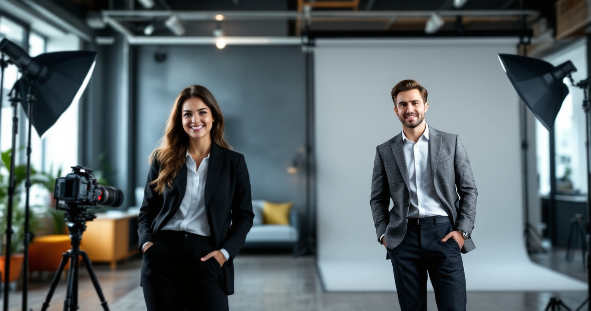 Contrasting professional headshot styles in studio representing LinkedIn branding photo versus formal resume portrait