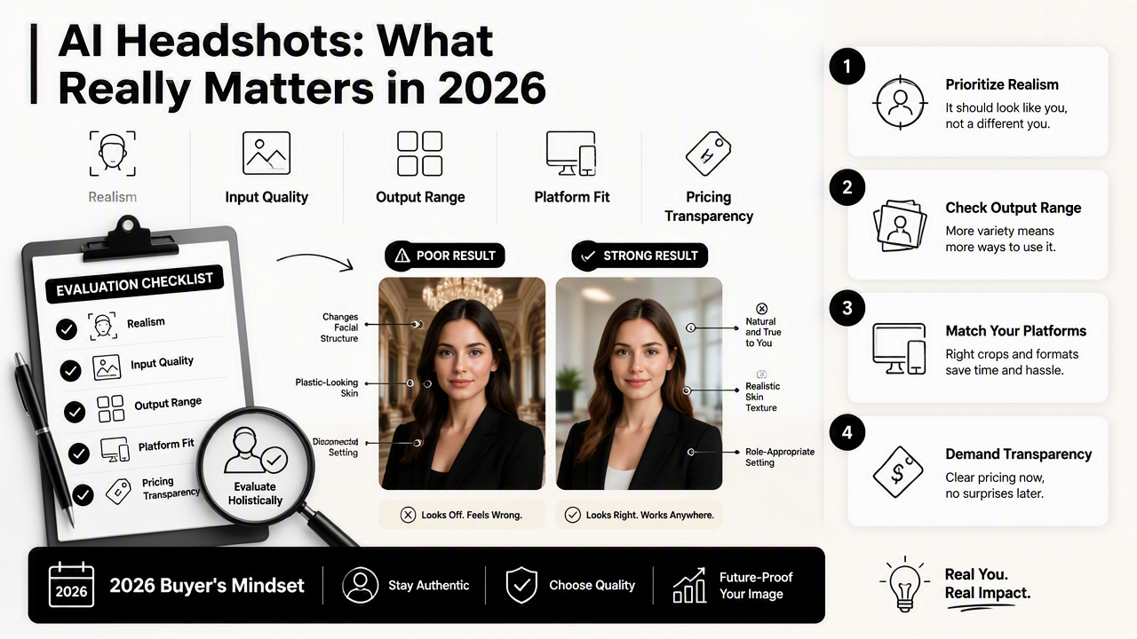 Illustration for What matters most in an AI headshot comparison?