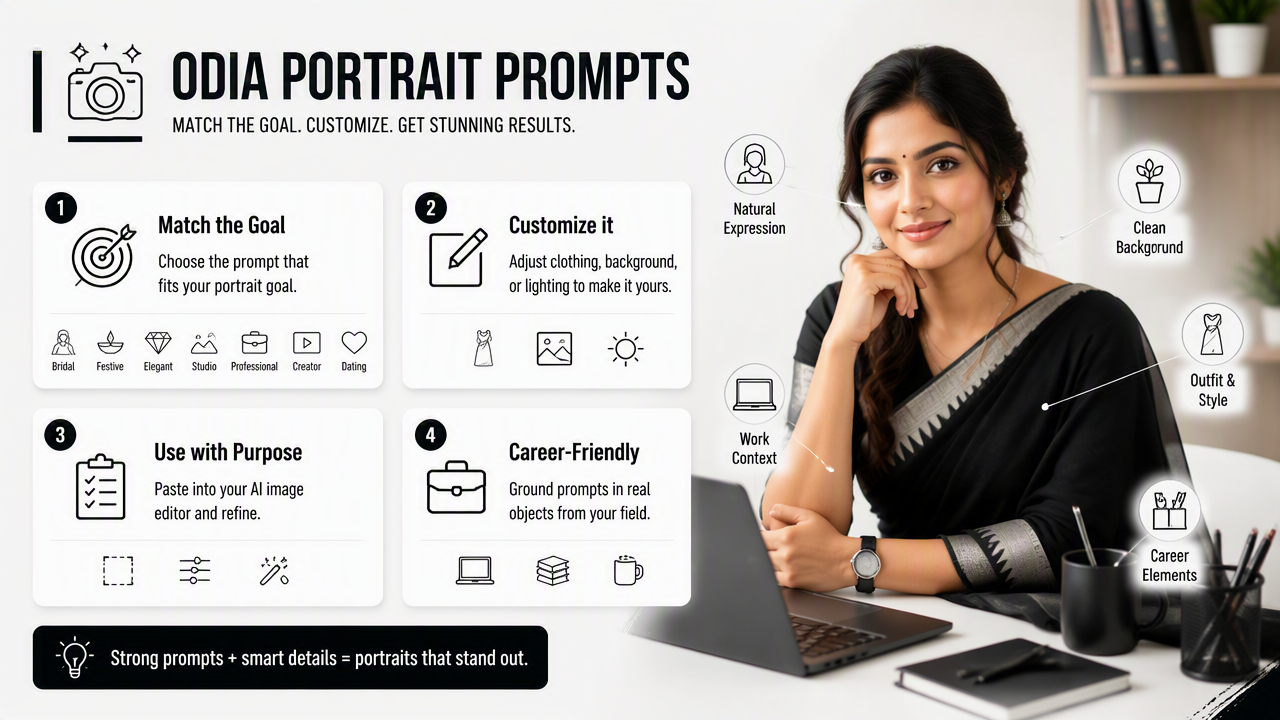 Illustration for Ready-to-use Odia portrait prompt templates