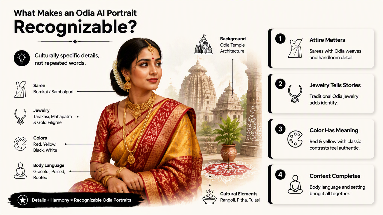 Illustration for Prompt details that make the Odia look recognizable