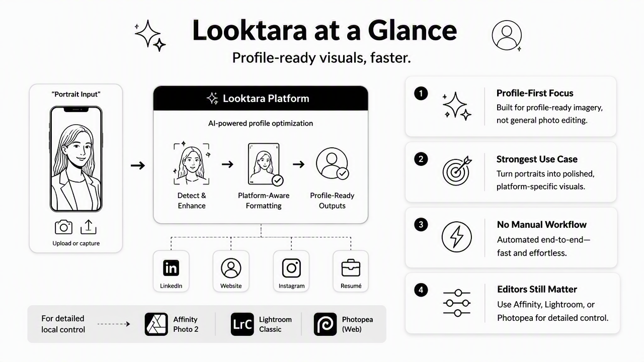 Illustration for How Looktara handles clean profile photo edits