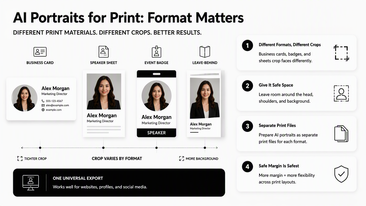 Illustration for How should AI portraits be prepared for business print formats?