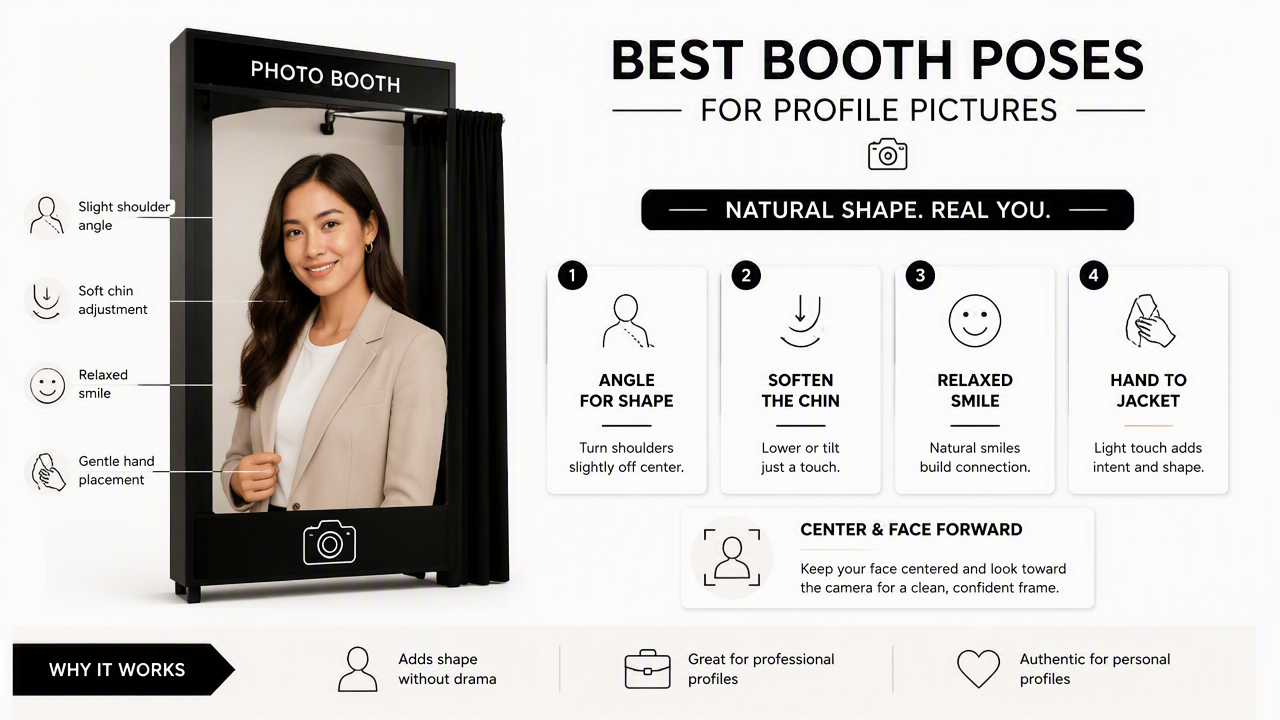 Illustration for Which photo booth poses work best for profile pictures?