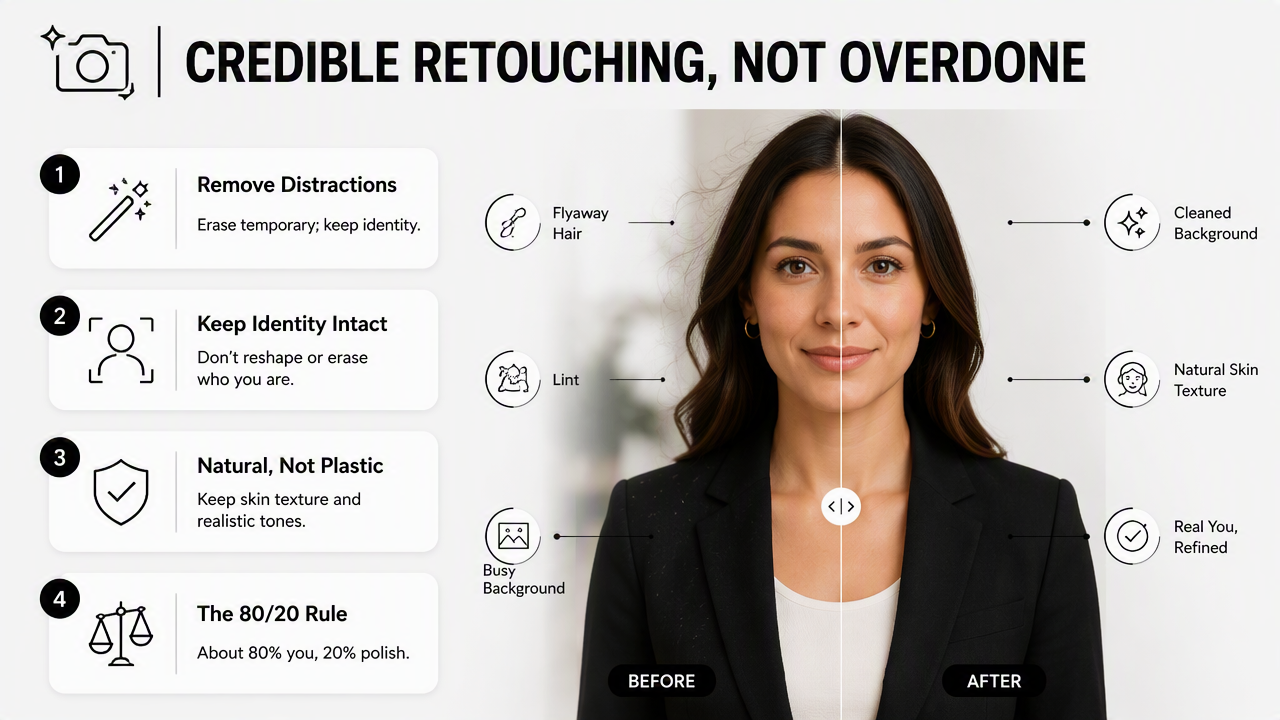 Illustration for What retouching keeps a profile photo credible?