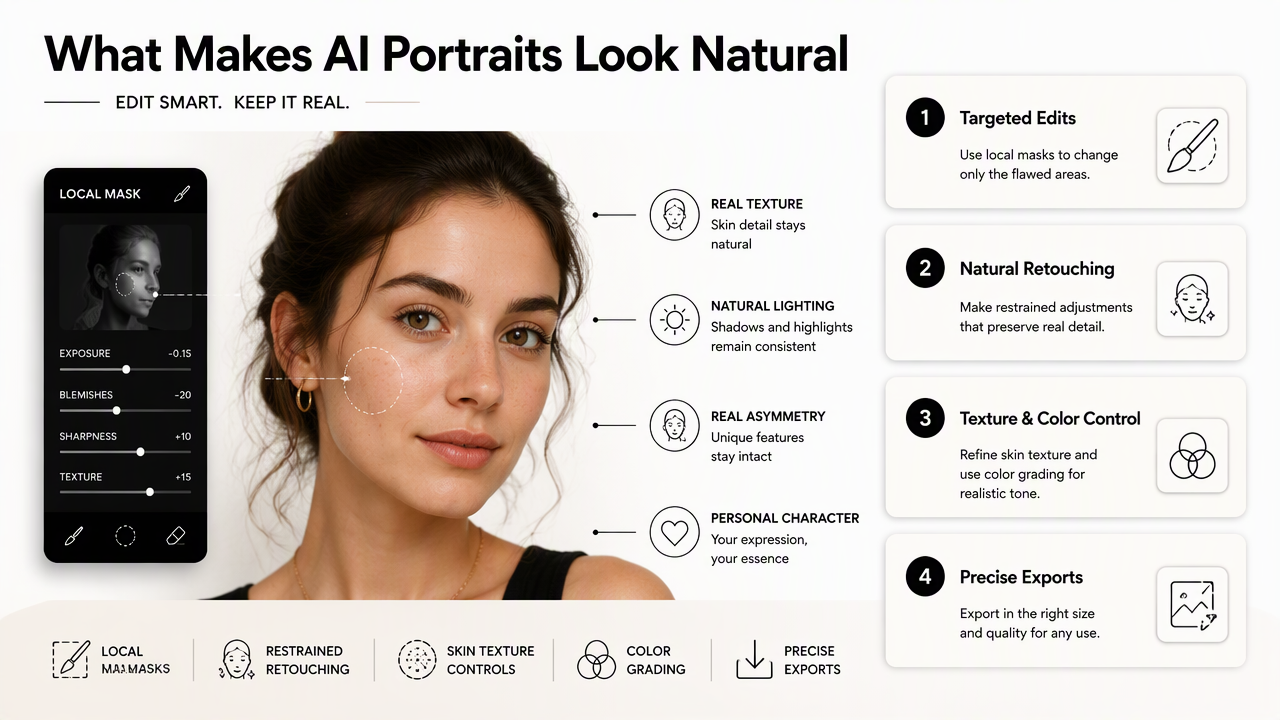 Illustration for Which features make AI portraits look natural?