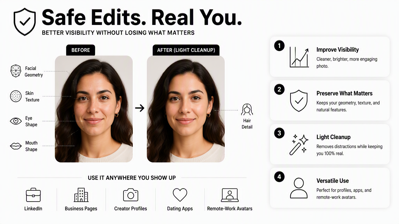 Illustration for Which edits help AI portraits keep a real likeness?