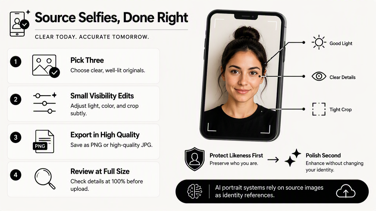 Illustration for How should source selfies be prepared step by step?