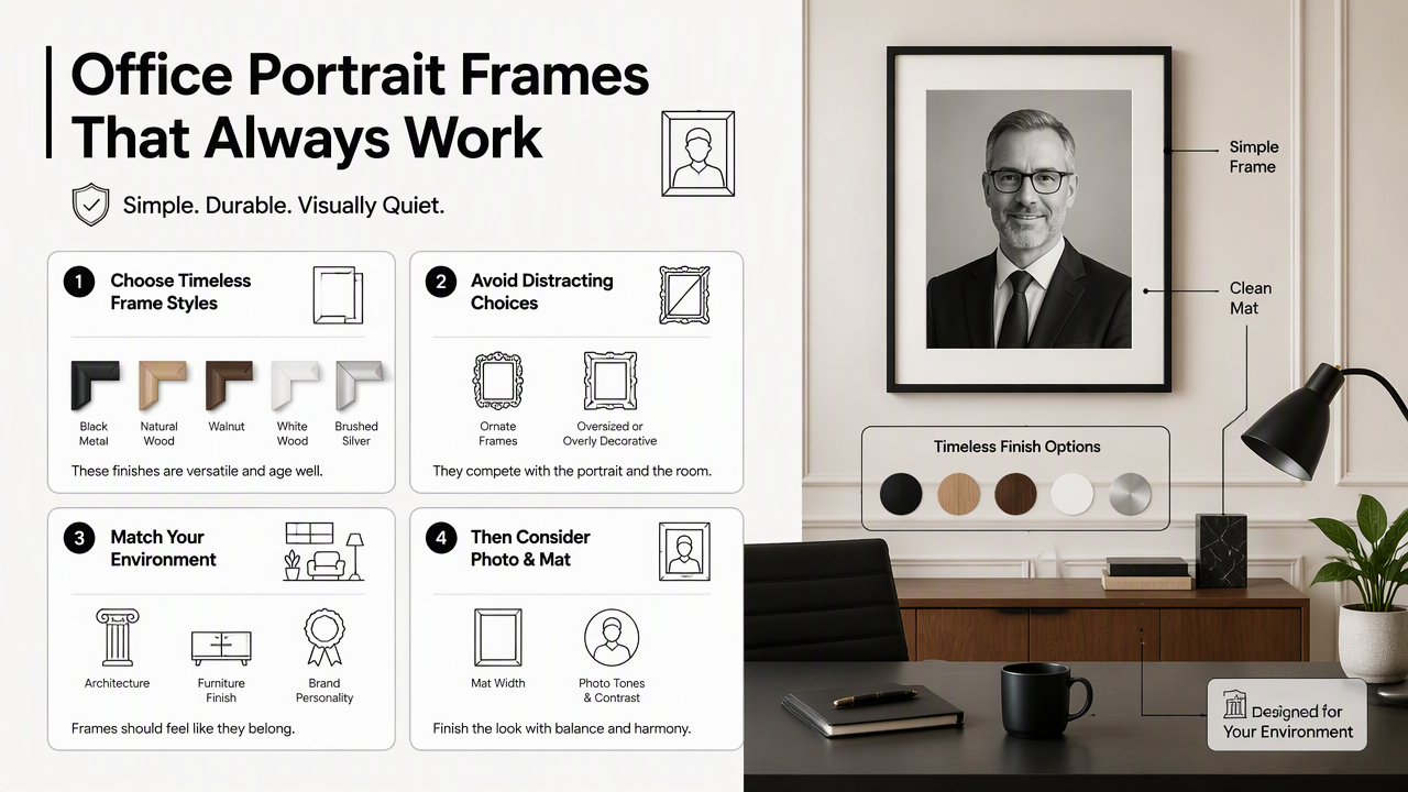 Illustration for Which photo frames work best for office portraits?
