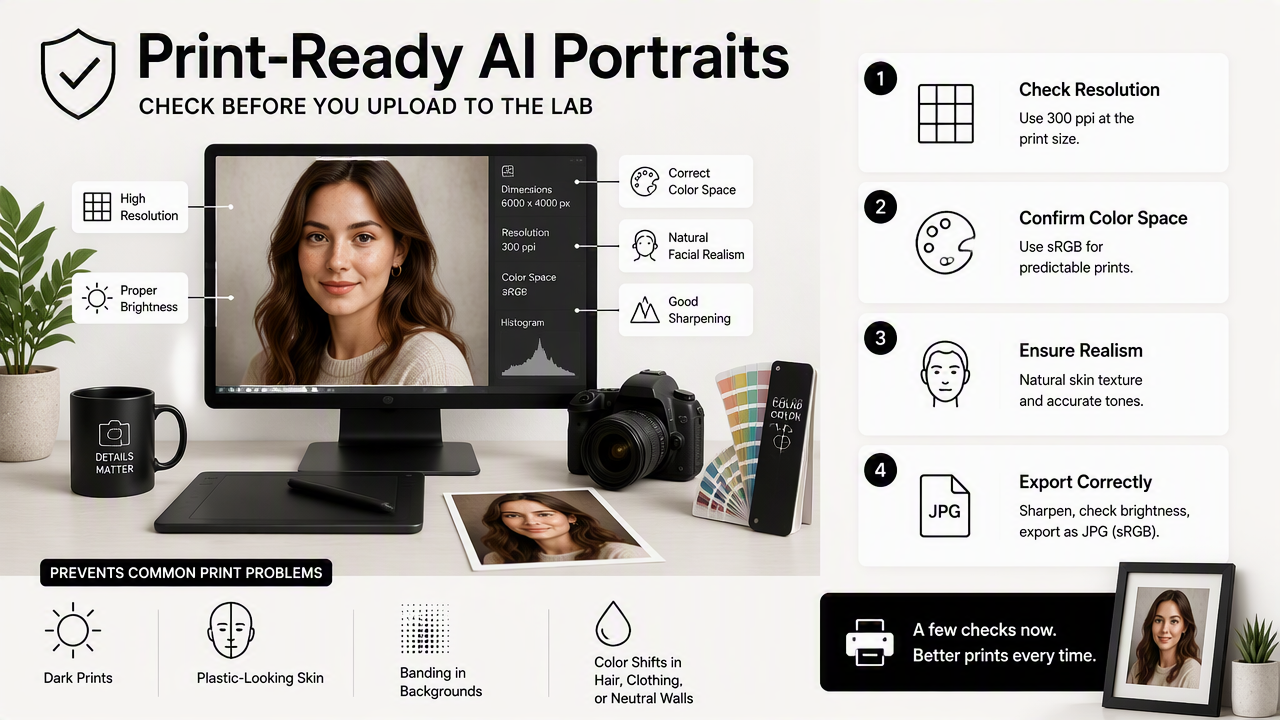 Illustration for How should AI portraits be prepared before printing?