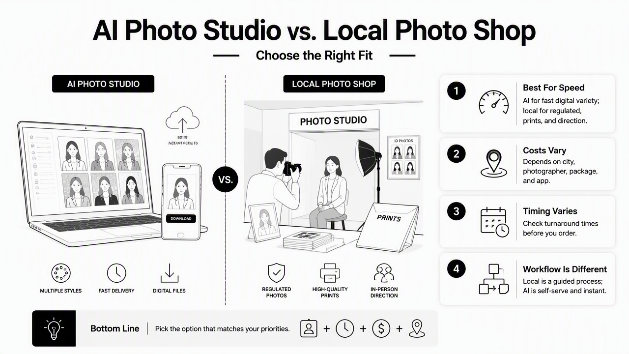 Illustration for Which option is better for cost, speed, retakes, and style?