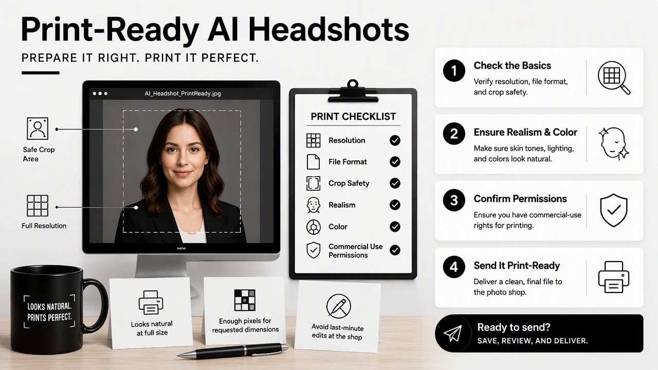 Illustration for How should AI headshot files be prepared before printing?
