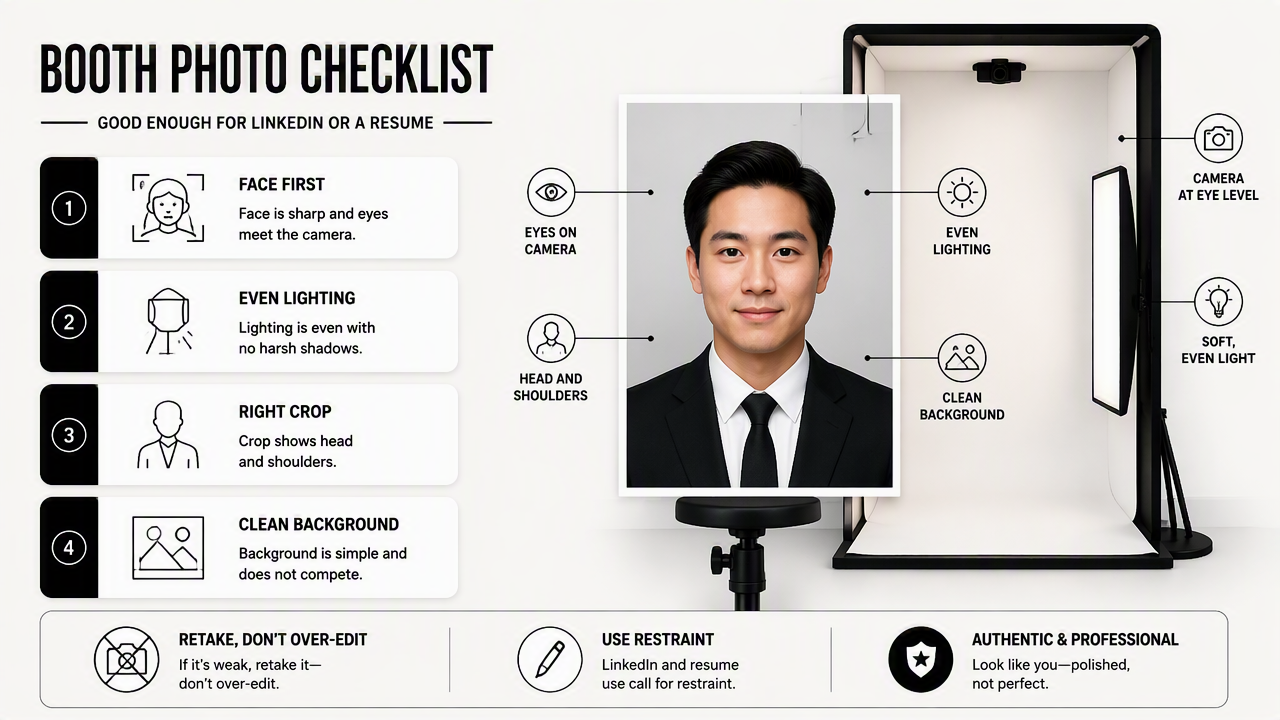 Illustration for When is a booth photo good enough for LinkedIn or a resume?