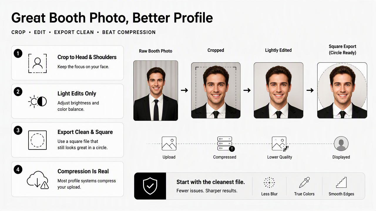 Illustration for How should booth photos be cropped, edited, and exported?