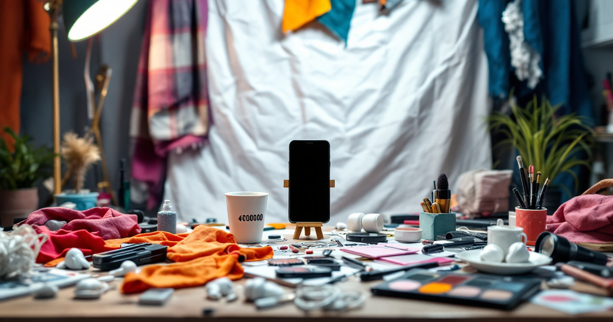 Cluttered photo setup showing mistakes that ruin AI-generated Instagram profile pictures