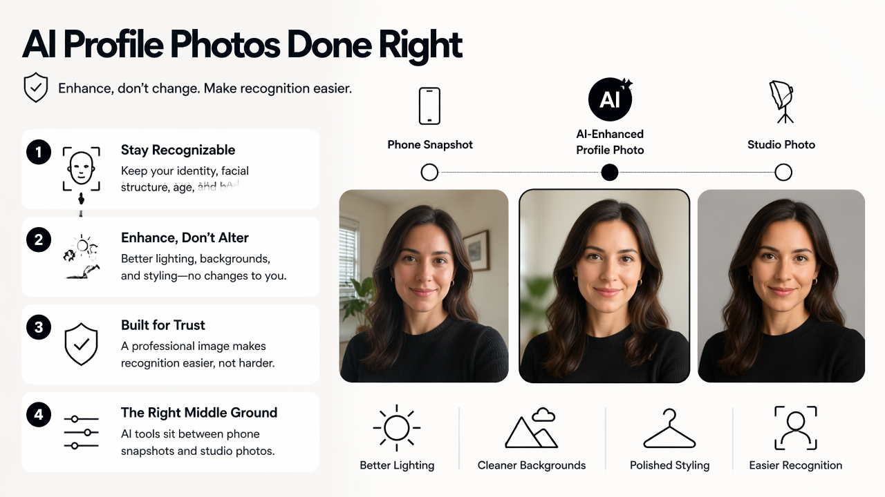 Illustration for AI-generated and edited profile photos: what is safe to use?