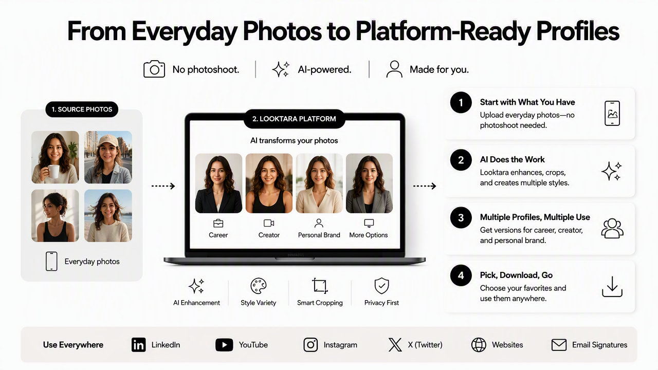 Illustration for How Looktara handles profile photo creation