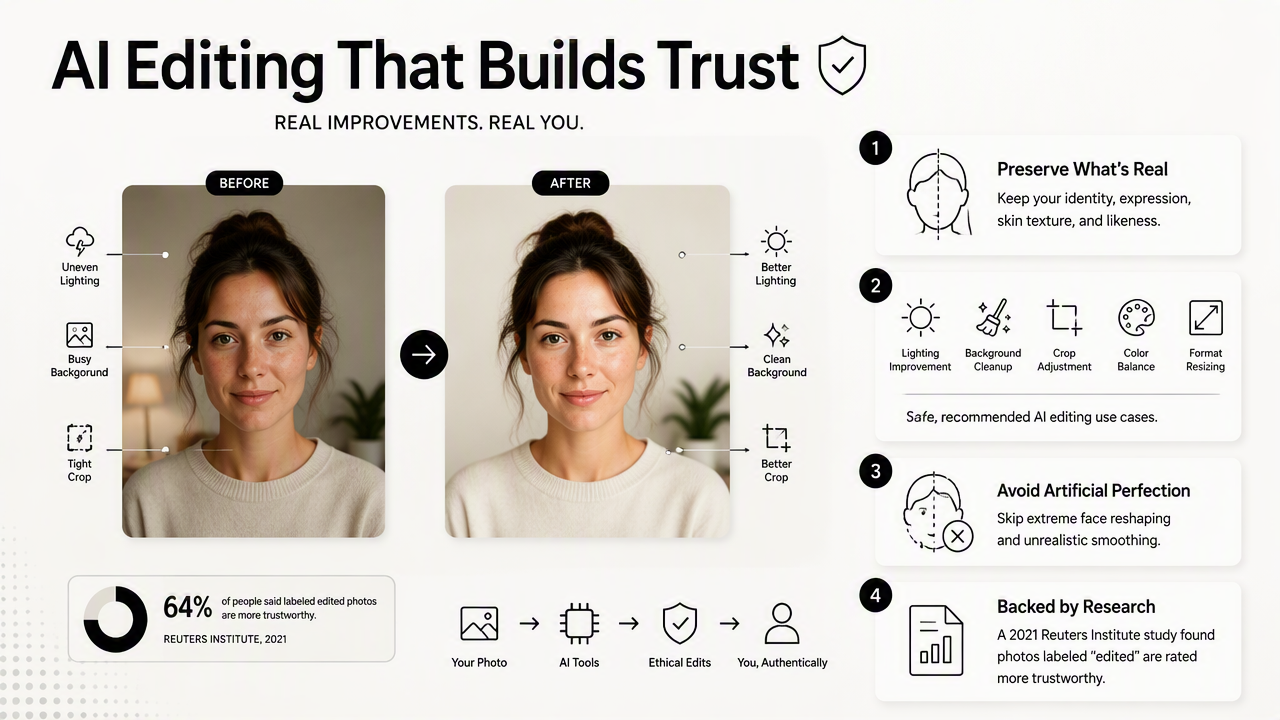Illustration for How can AI editing improve trust without looking fake?