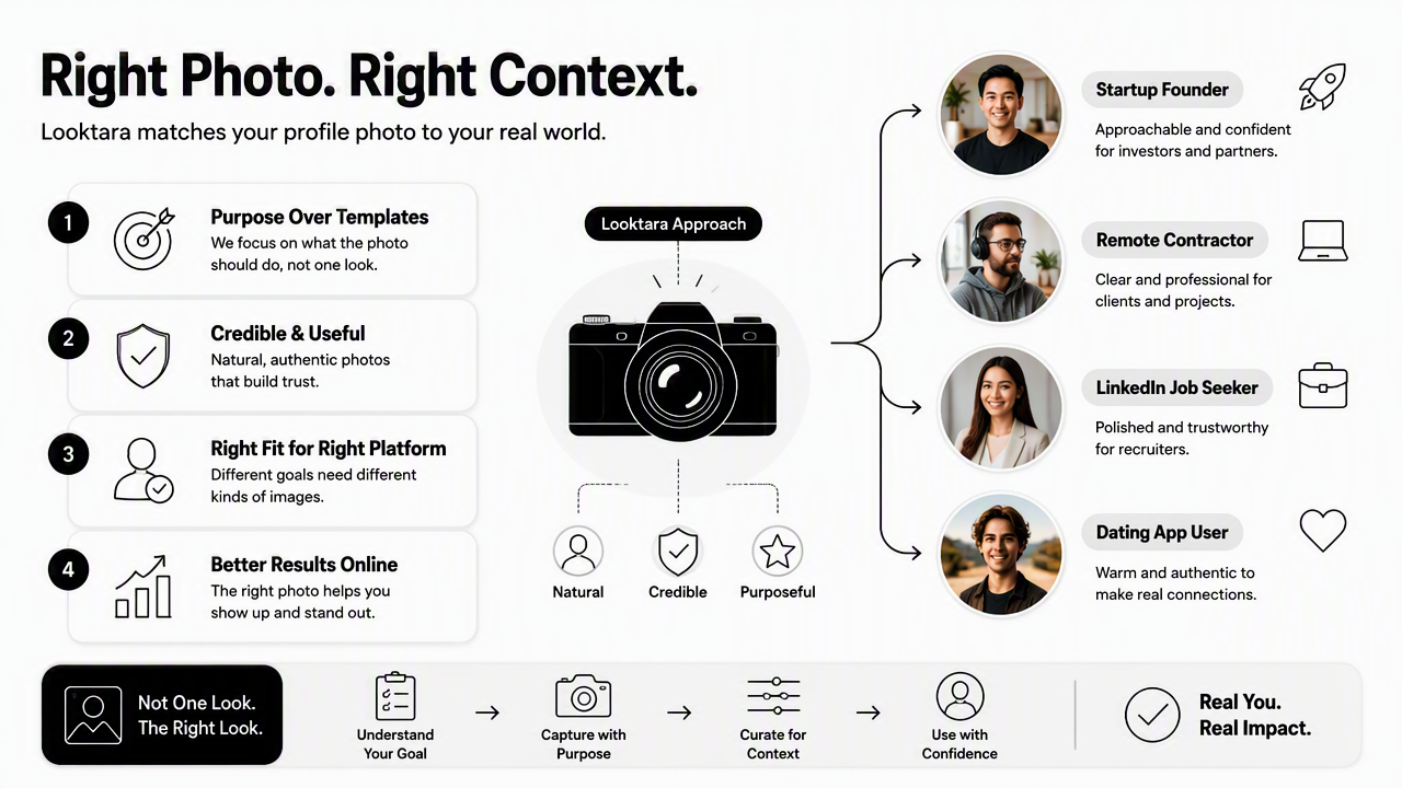 Illustration for How Looktara handles professional profile photos