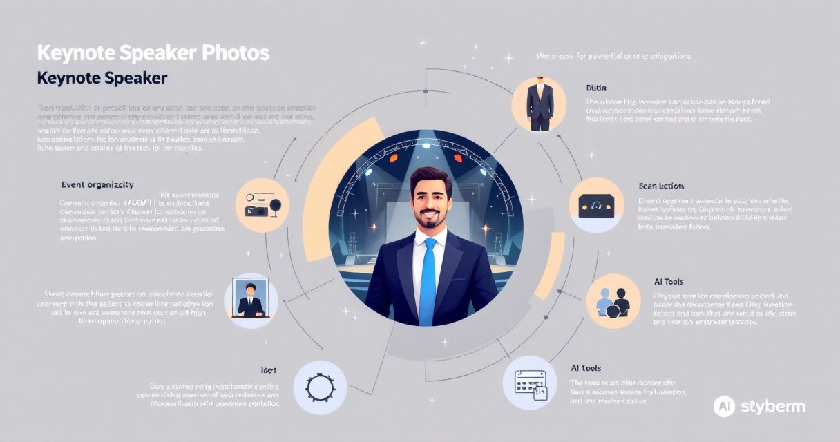 Infographic showing how high‑resolution keynote speaker headshots support professional branding, AI tools, and conference visibility.