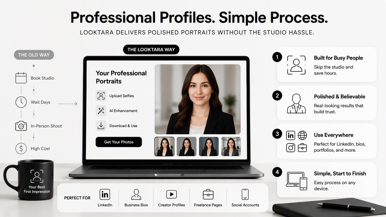Illustration for How Looktara handles professional profile photos
