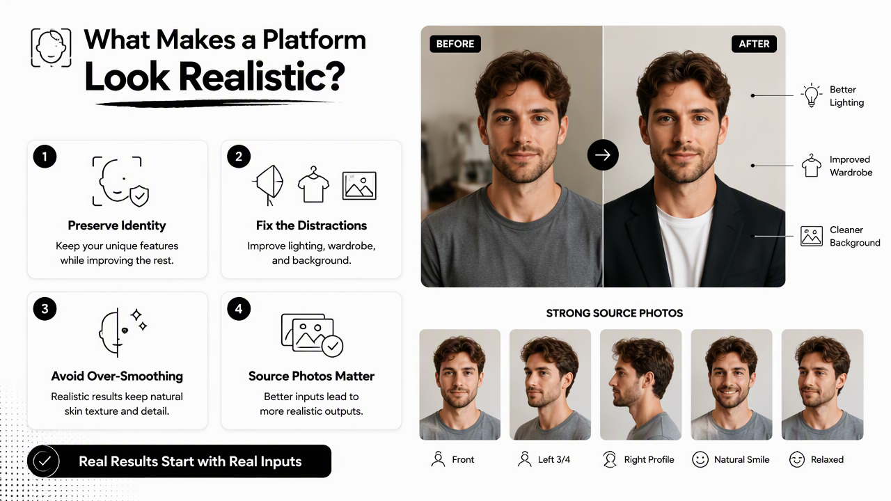 Illustration for Which platform creates more realistic headshots?