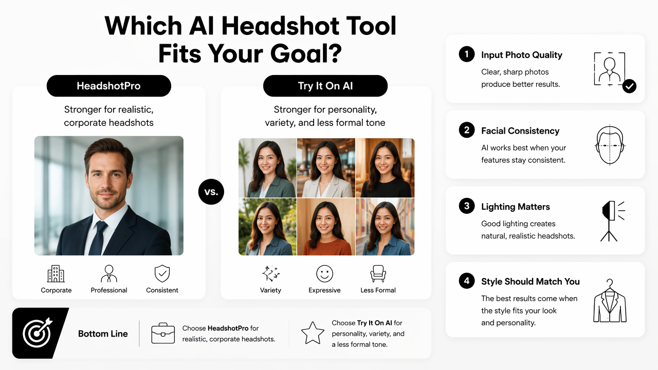 Illustration for Which tool produces more realistic professional headshots?