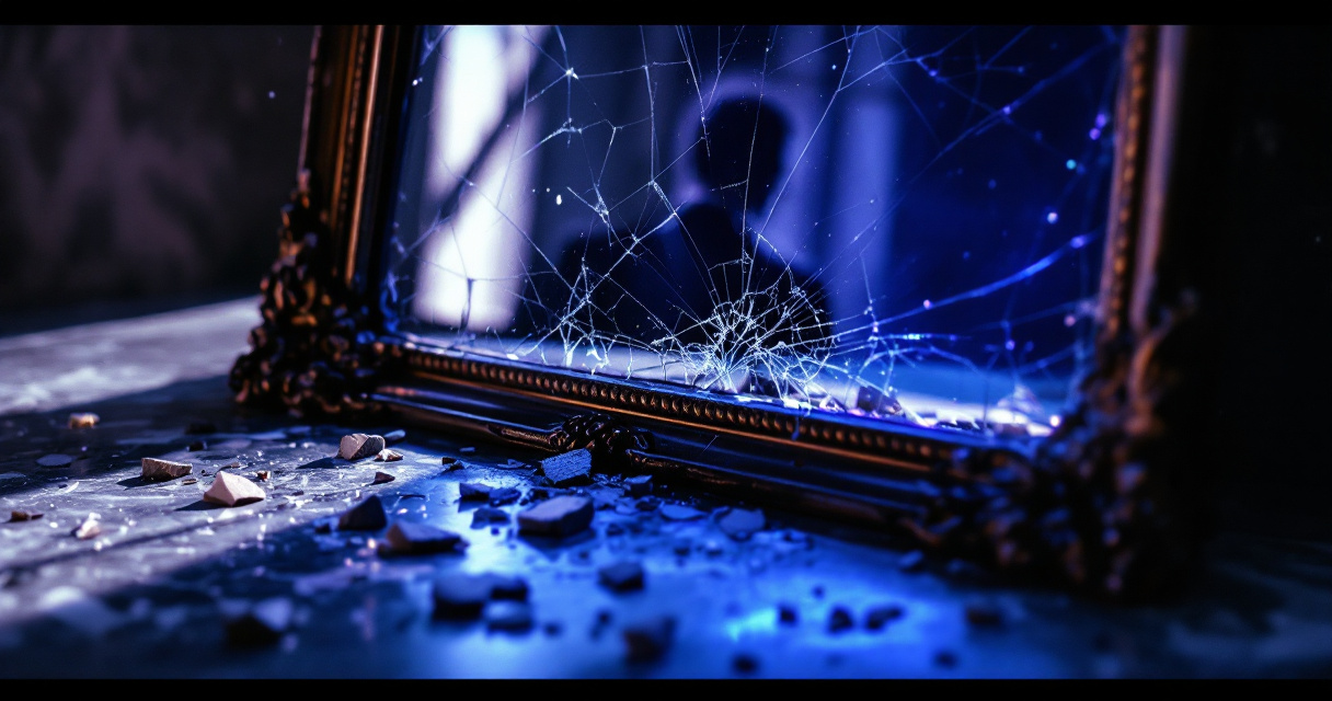 Cracked mirror with faded reflection symbolizing outdated LinkedIn profile photo needing update