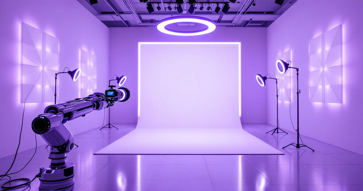 Modern AI photography studio with advanced equipment for efficient professional headshot updates
