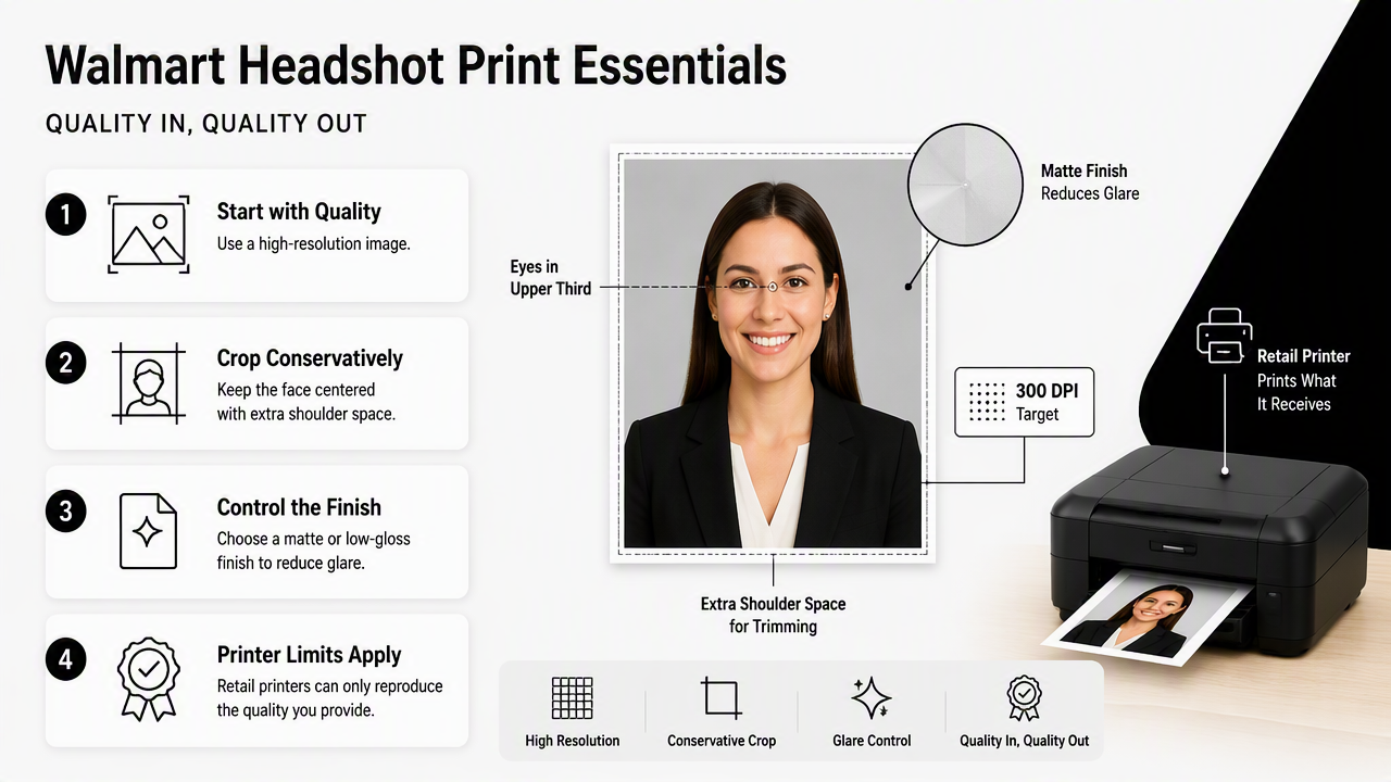 Illustration for What specs produce the best Walmart headshot print?