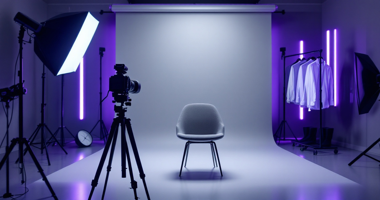 Professional headshot photography studio setup with wardrobe options for corporate LinkedIn profile photos