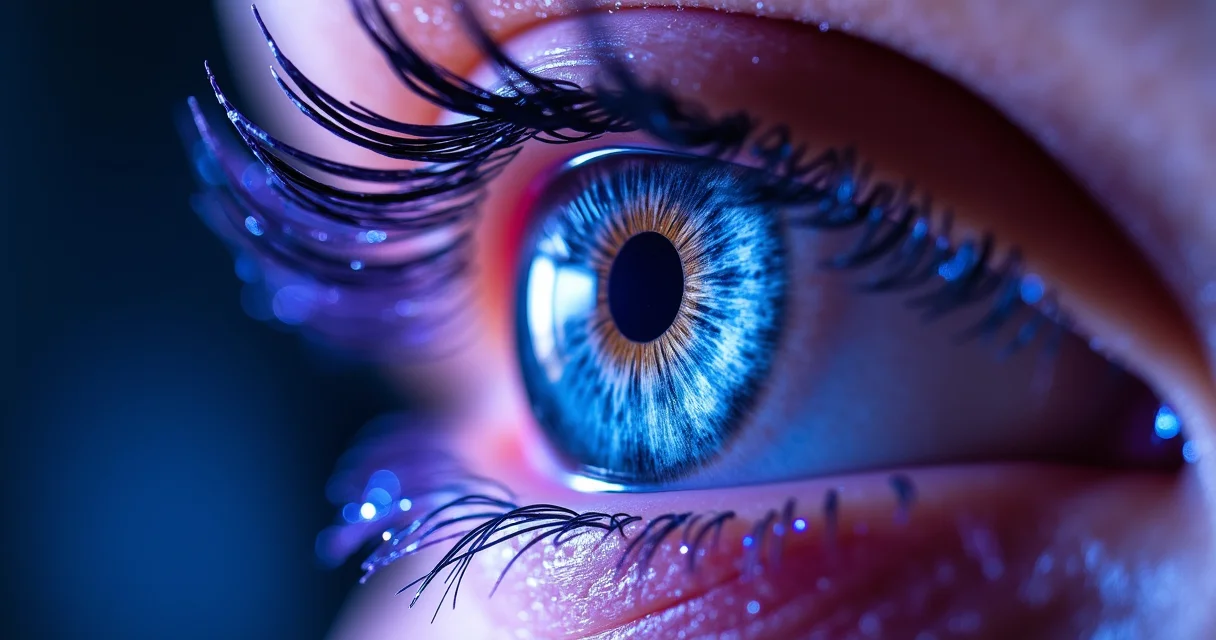 Artistic macro transformation showing human eye merging with AI-generated digital mosaic representing advanced profile picture techniques