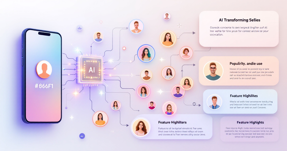 Infographic showing how AI transforms selfies into WhatsApp display pictures, including features, styles, creation steps, and privacy protection.