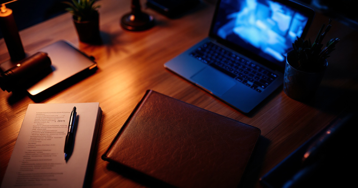 Professional desk setup with laptop and career materials representing resume and job application context for profile photos