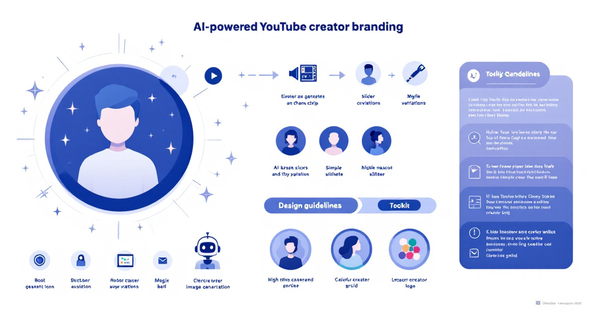 Infographic showing how AI tools generate YouTube channel avatars and how creators use them for branding and channel growth.