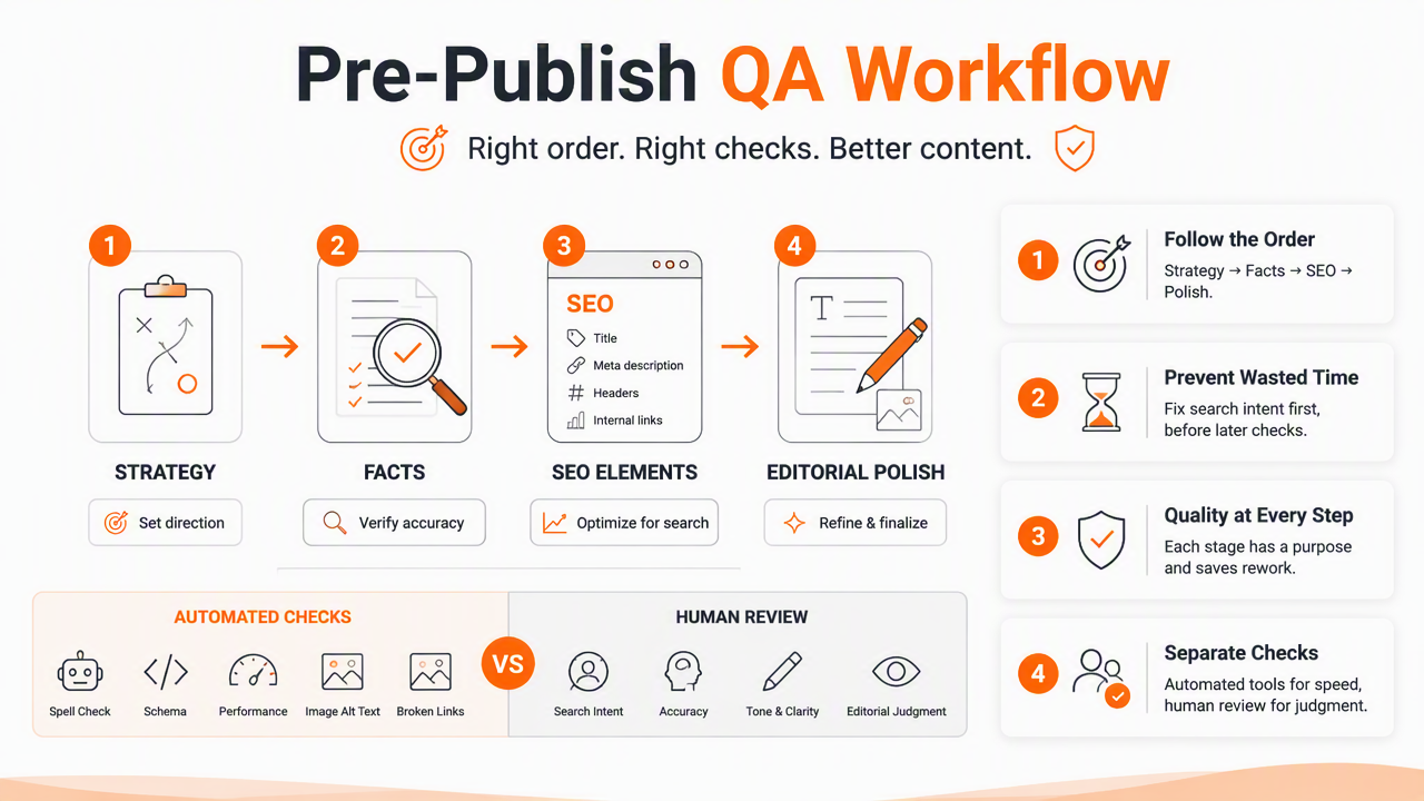 Illustration for How should the pre-publish QA workflow run?