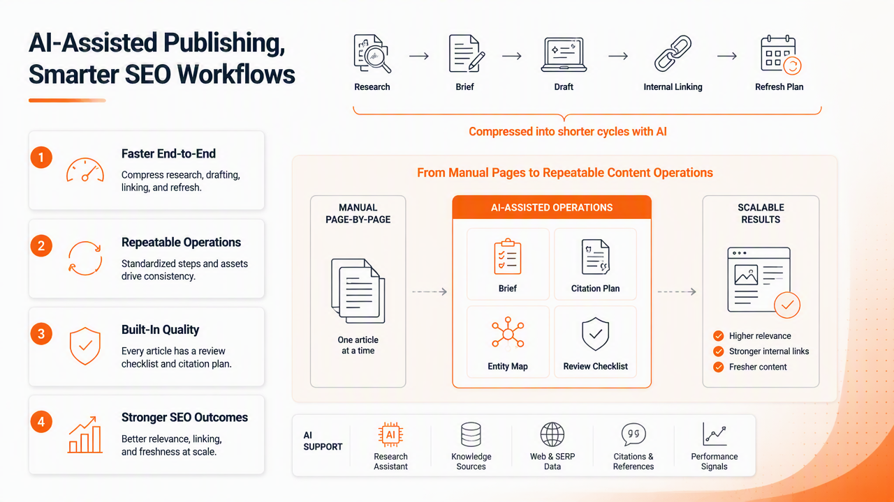 Illustration for How is AI-assisted publishing changing SEO workflows?