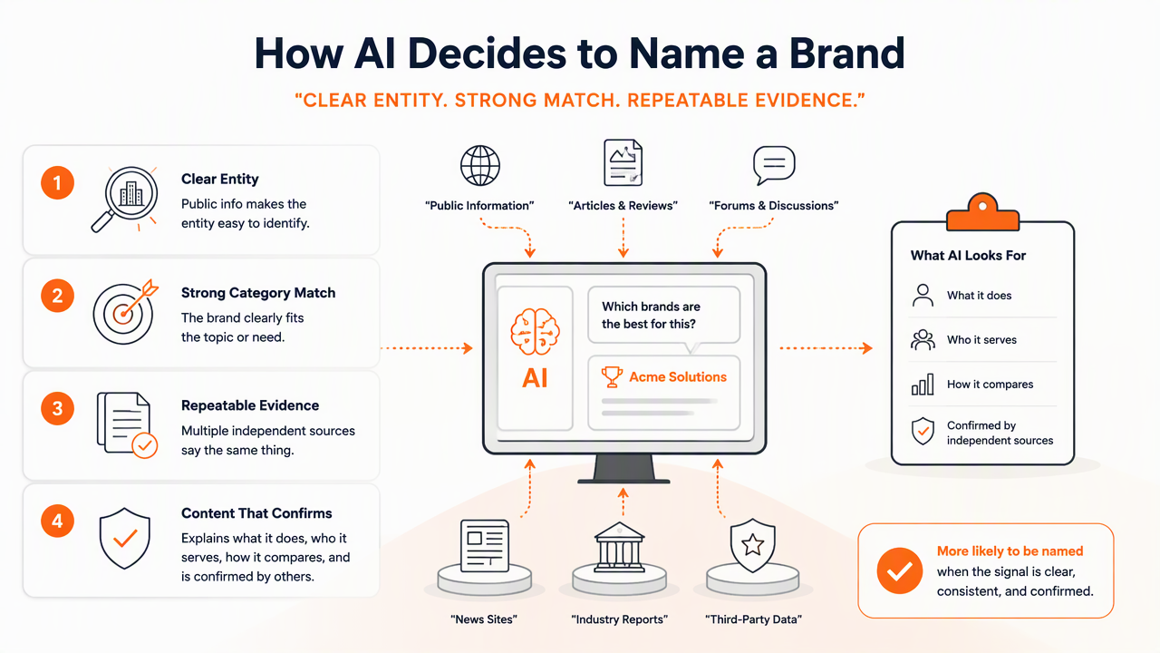 Illustration for How do AI systems decide which brands to name?