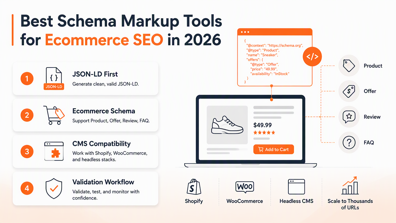 Illustration for The best schema markup tools for ecommerce SEO in 2026