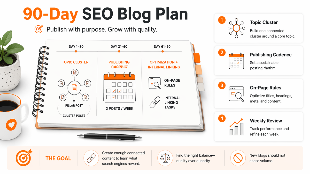 Illustration for What should a 90-day SEO blog plan include?