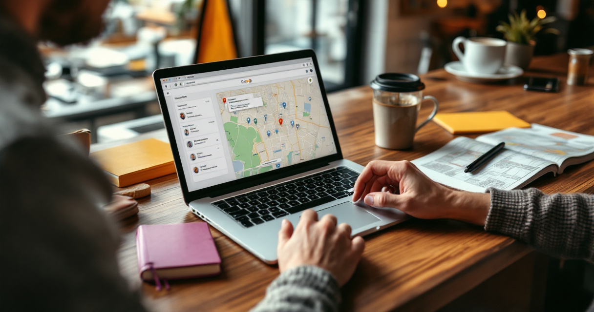 Small business owner comparing local directory sources for SEO visibility