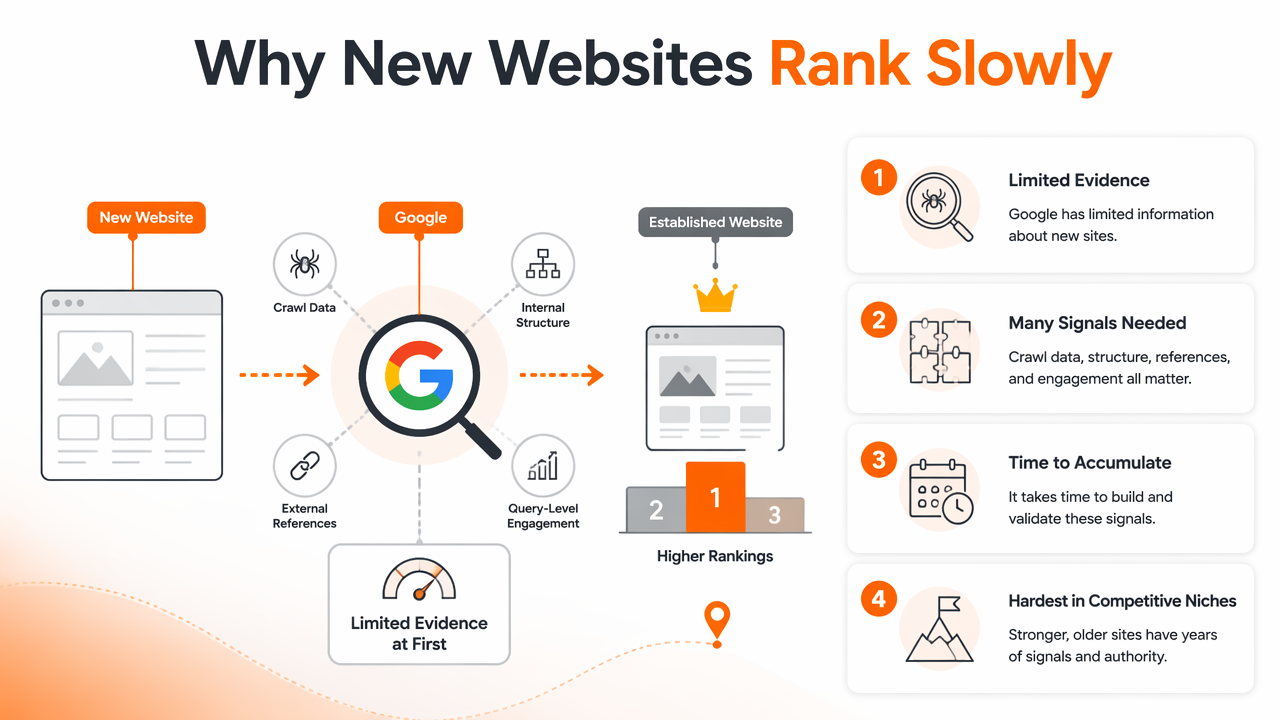 Illustration for What Actually Slows New Sites in Google?