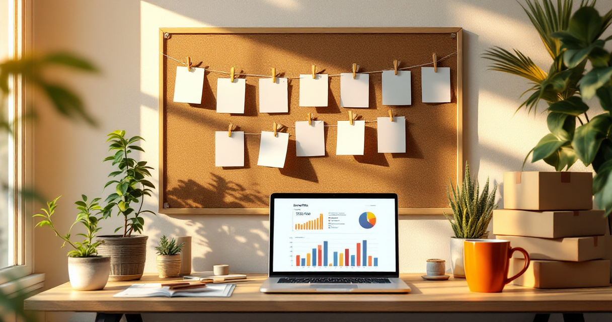 Over-the-shoulder workspace showing a realistic first-year SEO growth journey for a new business