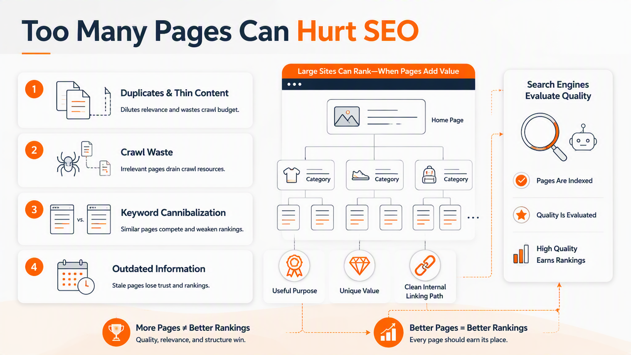 Illustration for Can too many pages hurt SEO?