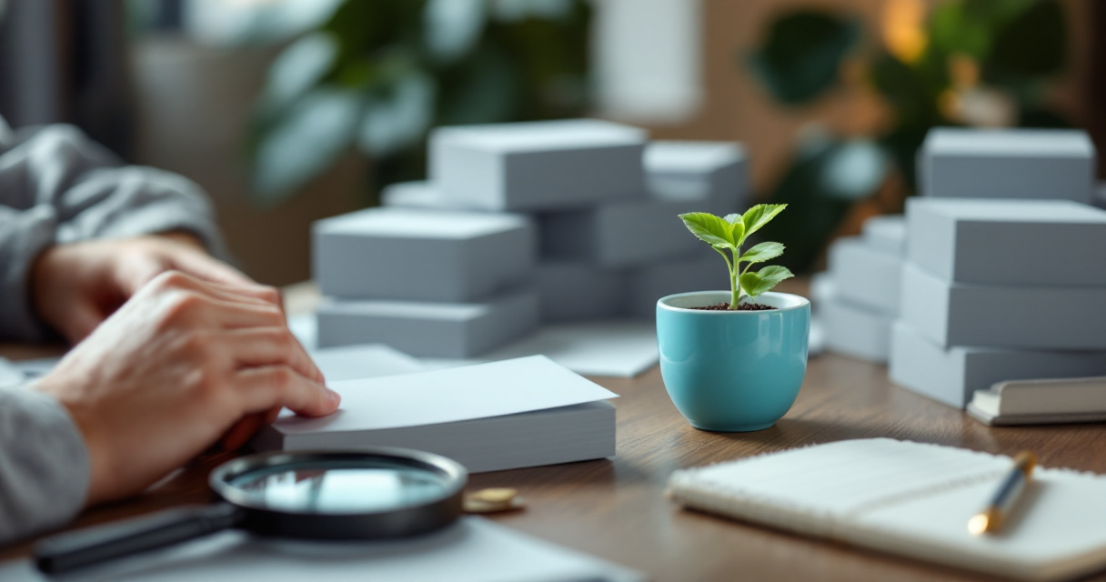Hands selecting low-competition keyword ideas for a new website SEO strategy