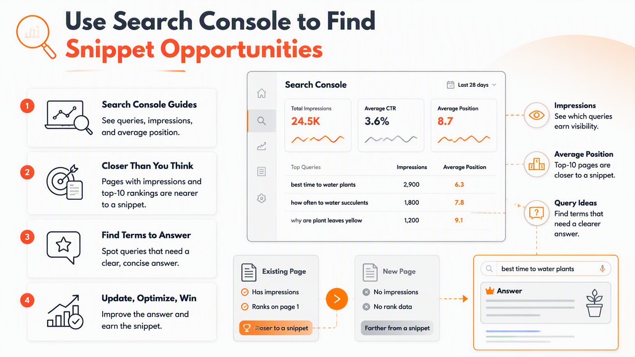 Illustration for How should Search Console guide snippet updates?