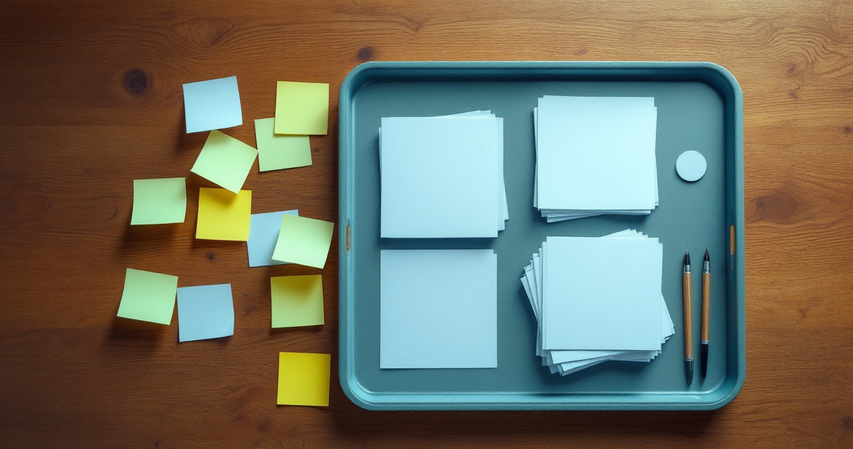 Keyword clusters organized into fewer content pages on a clean planning table