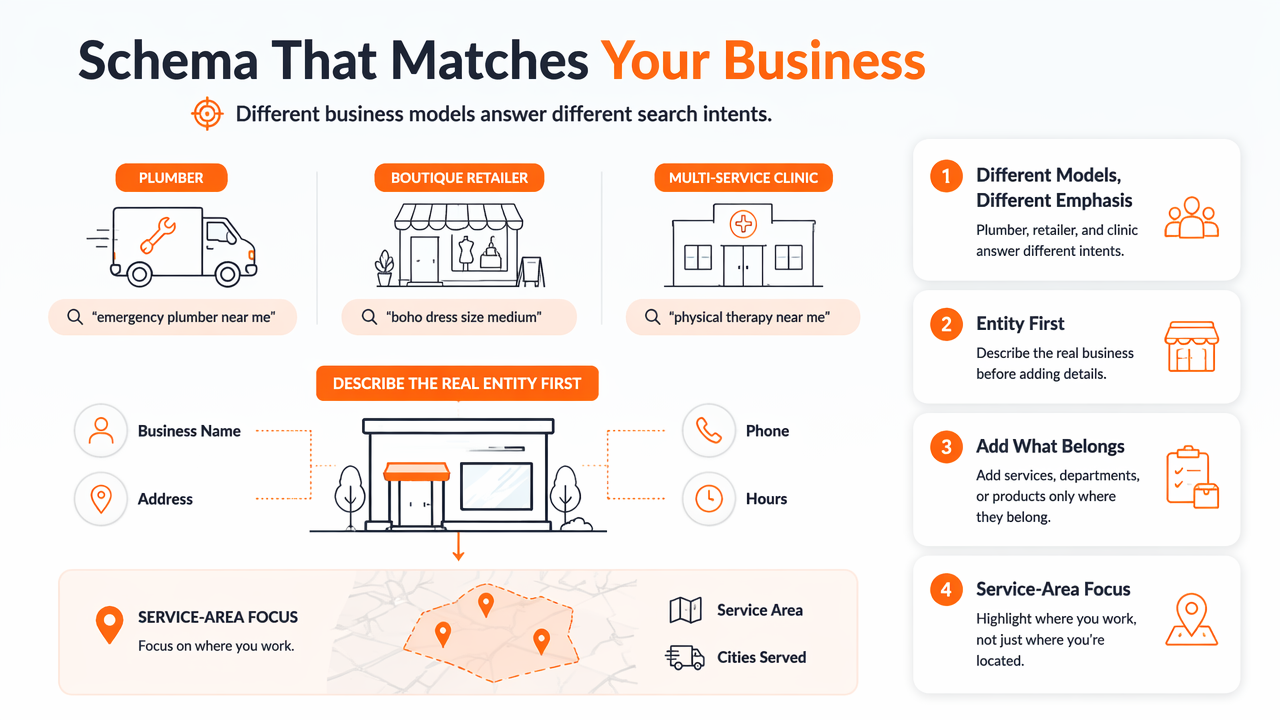 Illustration for How should different local businesses structure examples?